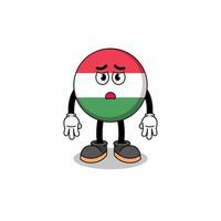 Hongarije vlag tekenfilm illustratie met verdrietig gezicht vector