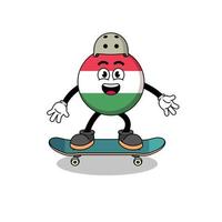Hongarije vlag mascotte spelen een skateboard vector