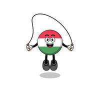 Hongarije vlag mascotte tekenfilm is spelen overslaan touw vector