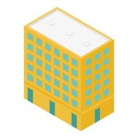 geel stad gebouw icoon, isometrische stijl vector