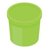 groen plastic pot icoon, isometrische stijl vector
