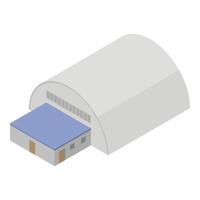 fabricage hangar icoon, isometrische stijl vector