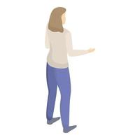 vrouw in jeans icoon, isometrische stijl vector