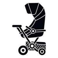 kinderwagen met mand icoon, gemakkelijk stijl vector