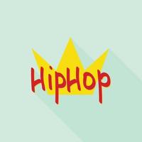 heup hop kroon icoon, vlak stijl vector