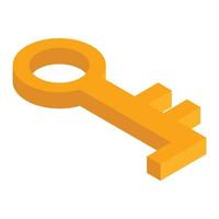 goud oud sleutel icoon, isometrische stijl vector