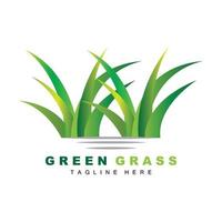 groen gras logo ontwerp, boerderij landschap illustratie, natuurlijk landschap vector