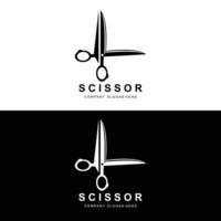 schaar logo ontwerp, vector illustratie snijgereedschap pictogram sticker banner en kapper bedrijfsmerk