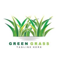 groen gras logo ontwerp, boerderij landschap illustratie, natuurlijk landschap vector