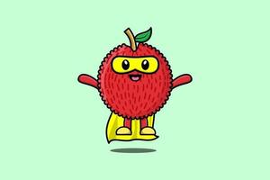 schattig lychee superheld karakter vlieg illustratie vector