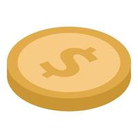 goud munt dollar icoon, isometrische stijl vector