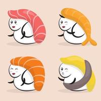 hand- getrokken Japans sushi voedsel vector illustratie