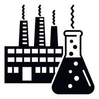 chemie fles fabriek icoon, gemakkelijk stijl vector
