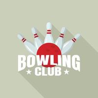 nacht bowling club logo, vlak stijl vector