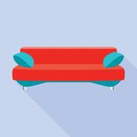 rood modern sofa icoon, vlak stijl vector