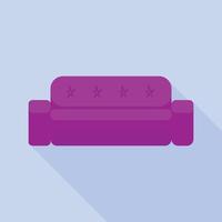 Purper sofa icoon, vlak stijl vector