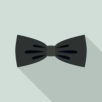 zwart elegant boog stropdas icoon, vlak stijl vector