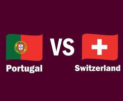 Portugal en Zwitserland vlag lint met namen symbool ontwerp Europa Amerikaans voetbal laatste vector Europese landen Amerikaans voetbal teams illustratie