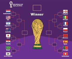fifa wereld kop qatar 2022 officieel logo en trofee met vlaggen embleem landen symbool ontwerp Amerikaans voetbal laatste vector landen Amerikaans voetbal teams illustratie