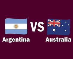 Argentinië en Australië vlag lint met namen symbool ontwerp Latijns Amerika en Azië Amerikaans voetbal laatste vector Latijns Amerikaans en Aziatisch landen Amerikaans voetbal teams illustratie