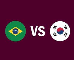 Brazilië en zuiden Korea vlag symbool ontwerp Latijns Amerika en Azië Amerikaans voetbal laatste vector Latijns Amerikaans en Aziatisch landen Amerikaans voetbal teams illustratie