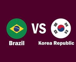 Brazilië en zuiden Korea vlag met namen symbool ontwerp Latijns Amerika en Azië Amerikaans voetbal laatste vector Latijns Amerikaans en Aziatisch landen Amerikaans voetbal teams illustratie