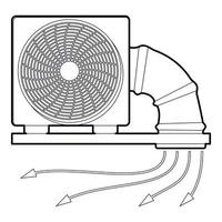 systeem ventilator en pijp icoon, schets stijl vector