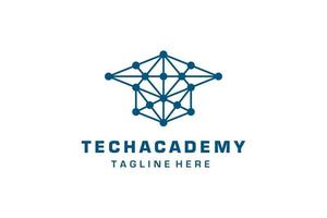 blauw tech academie lijn logo vector