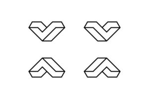 zwart wit eerste brief v een meetkundig logo vector