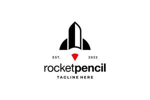 zwart rood raket potlood logo vector