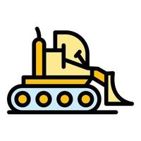 weg bulldozer icoon kleur schets vector