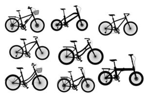 reeks fietsen van silhouet vector illustraties verzameling Aan wit achtergrond.