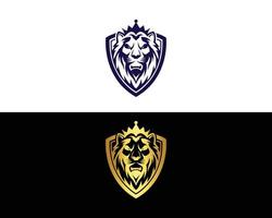 premie luxe Koninklijk leeuw schild logo ontwerp met koning dier hoofd insigne vector illustratie.
