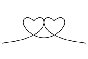 doorlopend hart zwart lijn icoon. doorlopend lijn tekening liefde symbool Aan wit achtergrond. decoratie element voor valentijn, bruiloft, uitnodiging kaart. vector illustratie. vrij vector