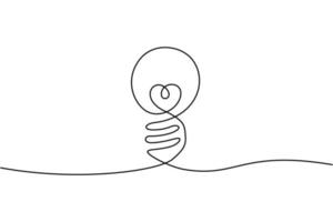 doorlopend lijn tekening. electisch licht lamp Aan wit achtergrond. opstarten bedrijf idee concept met bewerkbare hartinfarct. vrij downloaden vector illustratie
