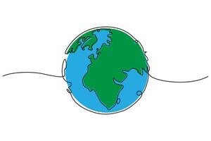 doorlopend lijn tekening van wereldbol. gemakkelijk modern minimalisme doorlopend aarde vector. vrij downloaden vector
