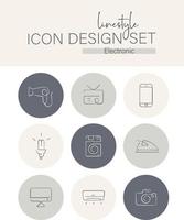 lijnstijl icoon ontwerp reeks elektronisch vector