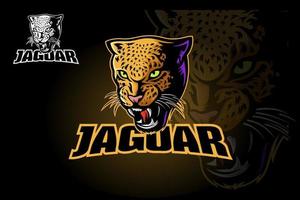 jaguar vector logo sjabloon. vector illustratie van een groot kat jaguar of luipaard hoofd. jaguar hoofd in kleur.