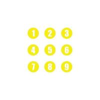 eps10 geel vector reeks van ronde 1-9 getallen icoon geïsoleerd Aan wit achtergrond. cirkel doopvont hand- getrokken getallen symbool in een gemakkelijk vlak modieus modern stijl voor uw website ontwerp, logo, en mobiel app
