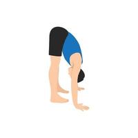 Mens aan het doen staand vooruit buigen houding uttanasana oefening. vlak vector illustratie geïsoleerd Aan wit achtergrond