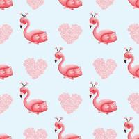 flamingo Valentijn naadloos patroon, Valentijn en liefde achtergrond vector