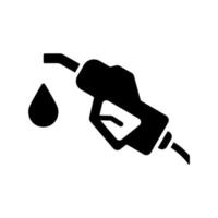 brandstof mondstuk houder met slang Aan benzine station silhouet icoon. olie benzine industrie glyph pictogram. petroleum energie pomp Aan gas- station teken. fossiel vullen mondstuk. geïsoleerd vector illustratie.