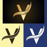 luxe logo ontwerp met monogram brief v vector