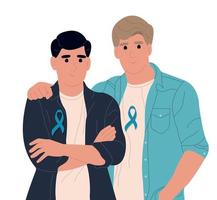 prostaat kanker bewustzijn lint met. een mans en een symbool van Mannen Gezondheid. vlak vector illustratie