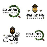 eid mubarak handgeschreven belettering vector pak van 4 schoonschrift met sterren geïsoleerd Aan wit achtergrond voor uw ontwerp