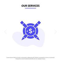 onze Diensten betaald Lidwoord betaald Lidwoord digitaal solide glyph icoon web kaart sjabloon vector