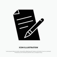 het dossier onderwijs pen potlood solide glyph icoon vector