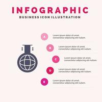 chemisch fles chemie experiment solide icoon infographics 5 stappen presentatie achtergrond vector