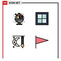4 creatief pictogrammen modern tekens en symbolen van verjaardag kamer partij huis verf pallet bewerkbare vector ontwerp elementen