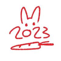 jaar van konijn 2023 typografie vector illustratie